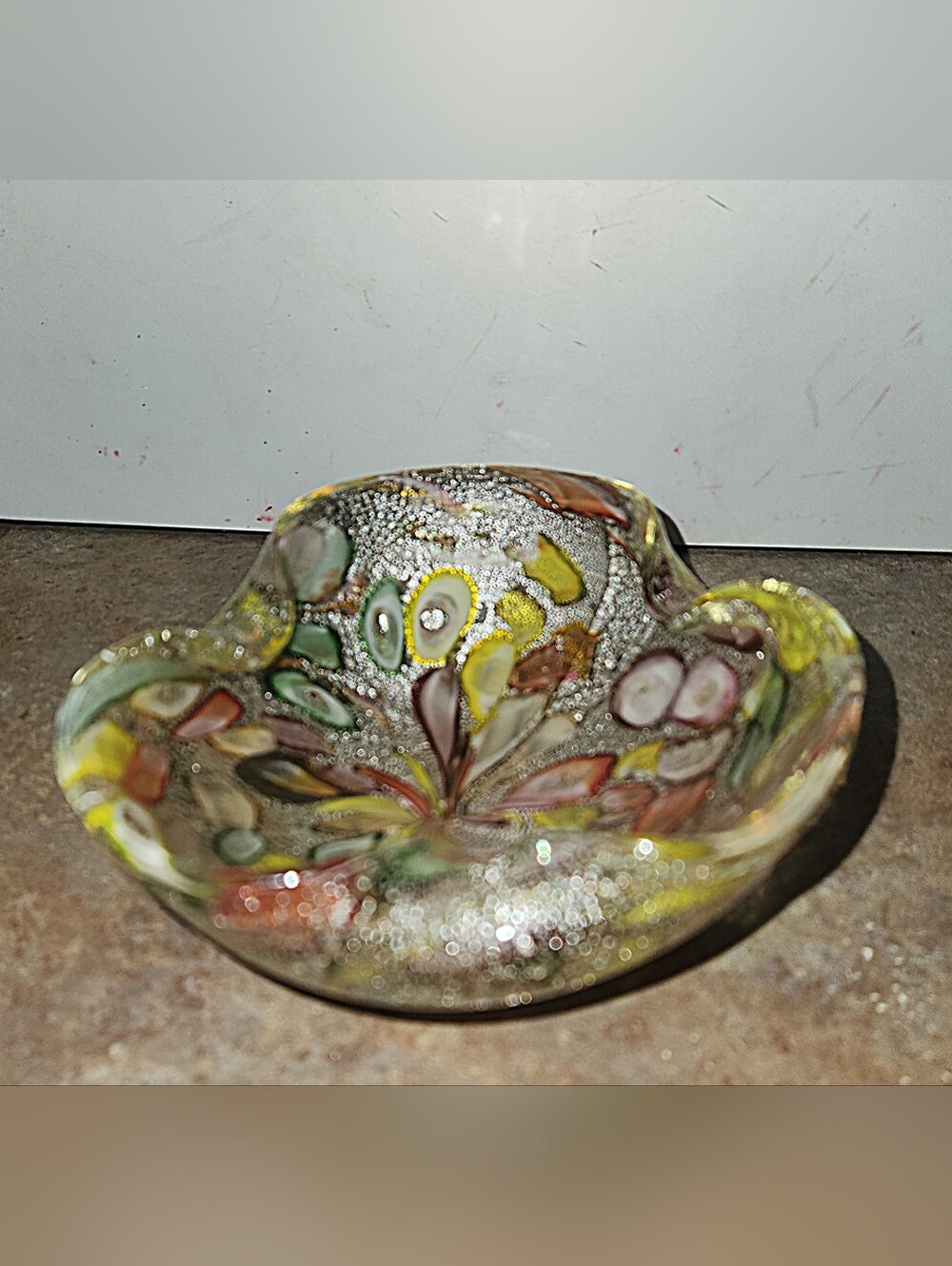 MCM Vintage Tutti Frutti Handblown Murano Art Glass Bowl Ashtray